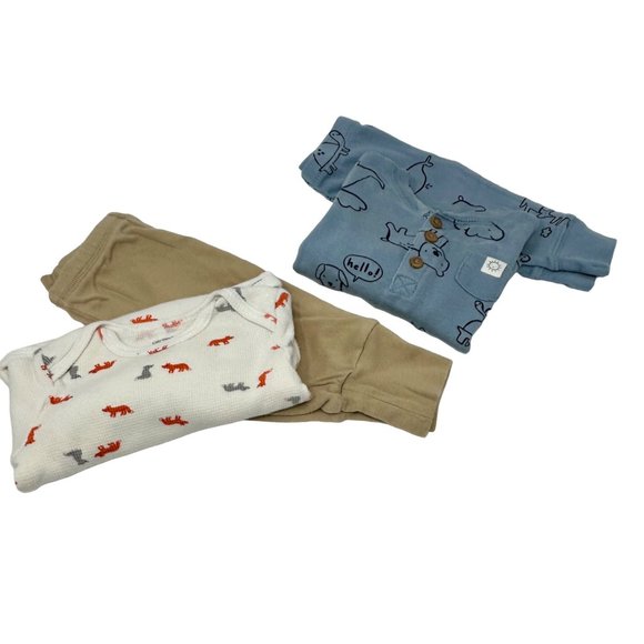 2 Baby Outfits - Sweatpants, Sweatshirt, & Thermal Body Suit‎ - Size 3 Month - Picture 1 of 7